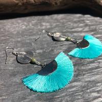 Boucles d'oreilles éventail turquoise