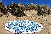 Serviette de plage ronde arabesque bleue