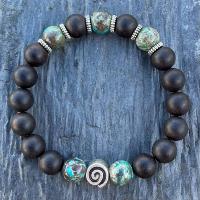 Bracelet en Perles d'Agate Noire Mate